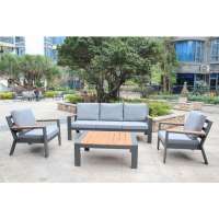 Aluminum  Teak Wood Top  Sofa With Table  Set Garden Outdoor Use