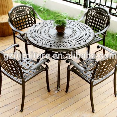 Cast Aluminum Bronze Out Door Home Dining Set 5pc Metal Brown Patio Contemporary