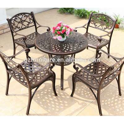 Outdoor Dining Set Patio Cast Aluminum Bistro Table Chairs Bronze Umbrella Stand