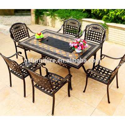 7 Piece Cast Aluminum Patio Fire Pit Conversation Seating Set - Antique Bronze